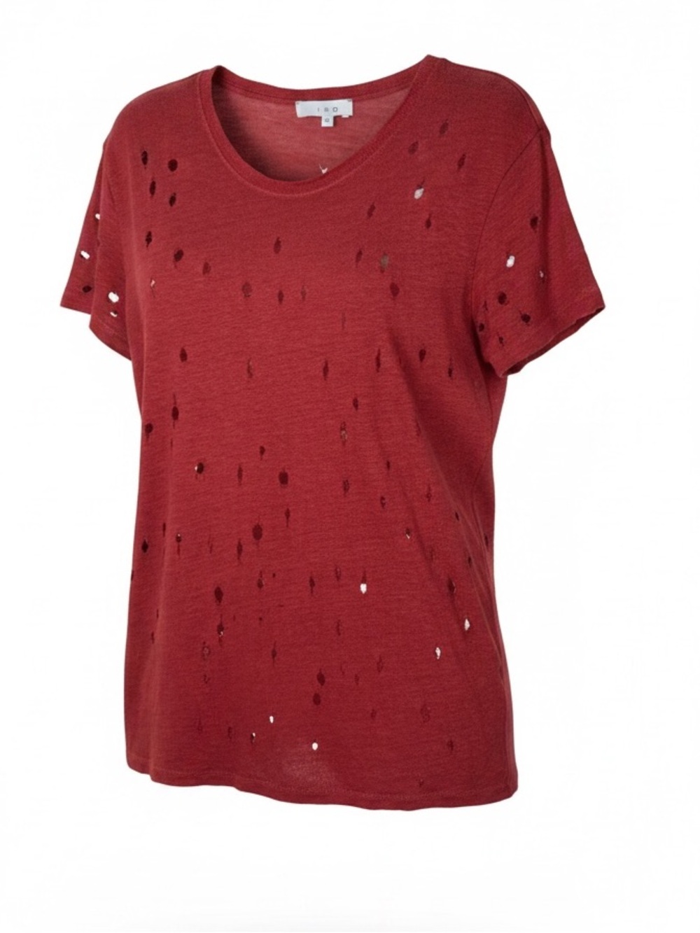 IRO NWOT Women’s 100% Linen Clay Scoop Neck Short Sleeve Distressed Shirt Medium